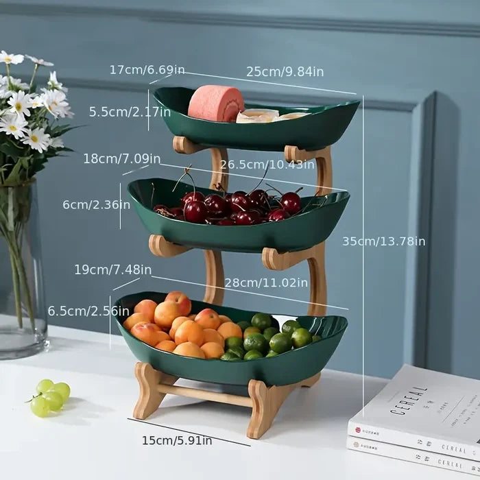 Green Three Layers Plastic Serving Dish - Maha fashions -  House Holds