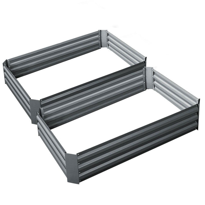 Greenfingers 2x Garden Bed 120x90cm Planter Box Raised Container Galvanised Herb -Home Living Store - -