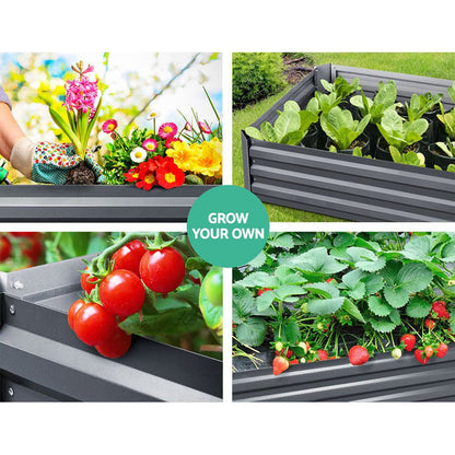 Greenfingers 2x Garden Bed 120x90cm Planter Box Raised Container Galvanised Herb -Home Living Store - -