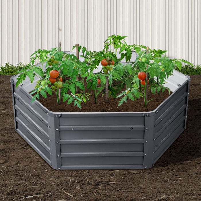 Greenfingers 2x Garden Bed 130x130x46cm Planter Box Raised Container Galvanised -Home Living Store - -