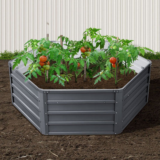 Greenfingers 2x Garden Bed 130x130x46cm Planter Box Raised Container Galvanised -Home Living Store - -