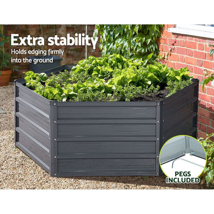 Greenfingers 2x Garden Bed 130x130x46cm Planter Box Raised Container Galvanised -Home Living Store - -