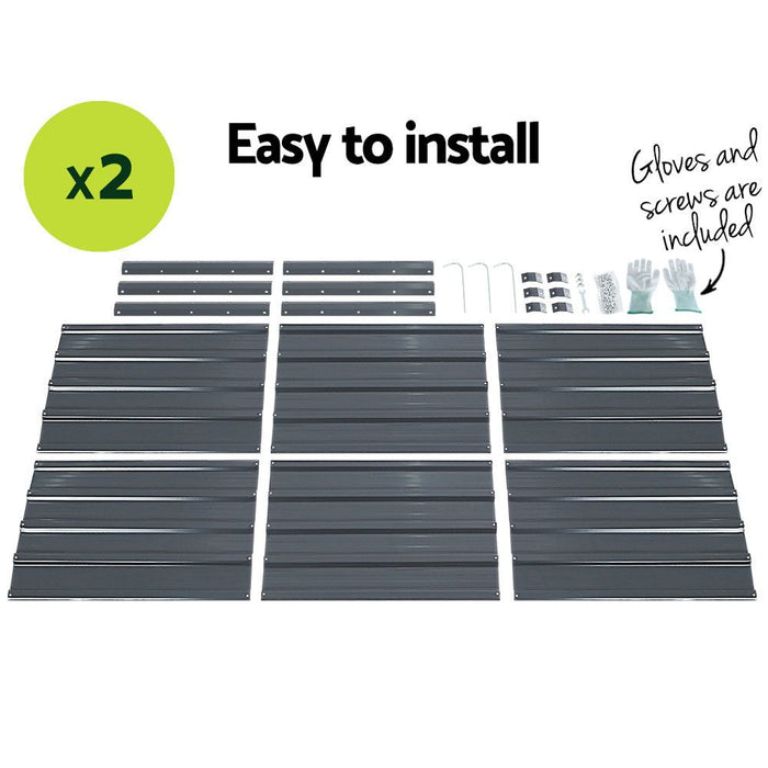 Greenfingers 2x Garden Bed 130x130x46cm Planter Box Raised Container Galvanised -Home Living Store - -