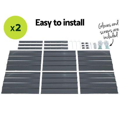 Greenfingers 2x Garden Bed 130x130x46cm Planter Box Raised Container Galvanised -Home Living Store - -