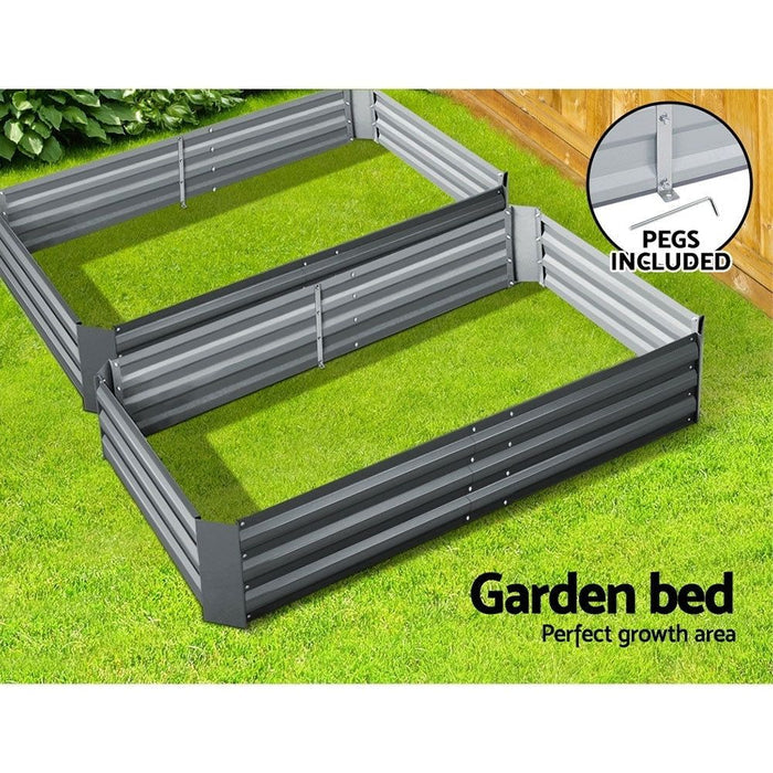 Greenfingers 2x Garden Bed 150x90cm Planter Box Raised Container Galvanised Herb -Home Living Store - -