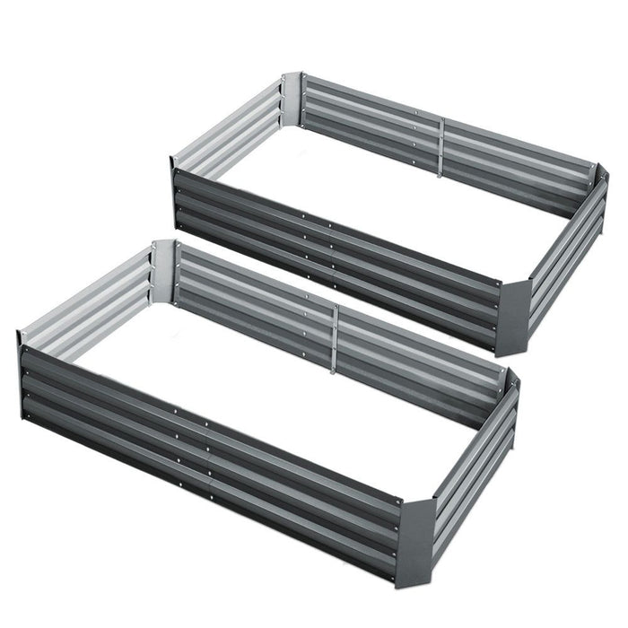 Greenfingers 2x Garden Bed 150x90cm Planter Box Raised Container Galvanised Herb -Home Living Store - -