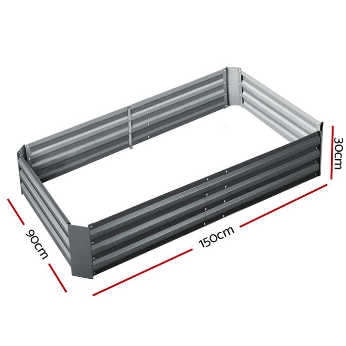 Greenfingers 2x Garden Bed 150x90cm Planter Box Raised Container Galvanised Herb -Home Living Store - -