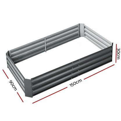 Greenfingers 2x Garden Bed 150x90cm Planter Box Raised Container Galvanised Herb -Home Living Store - -