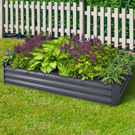 Greenfingers 2x Garden Bed 210x90cm Planter Box Raised Container Galvanised Herb -Home Living Store - -
