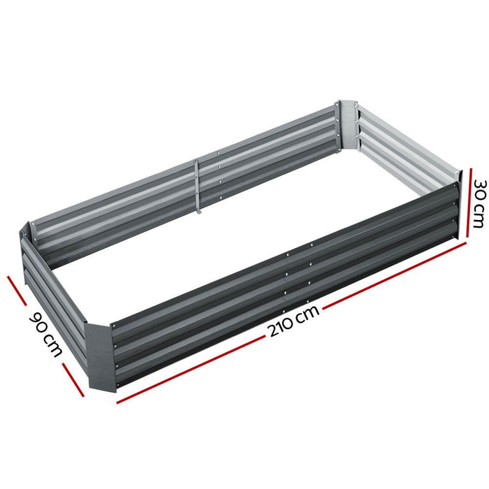 Greenfingers 2x Garden Bed 210x90cm Planter Box Raised Container Galvanised Herb -Home Living Store - -
