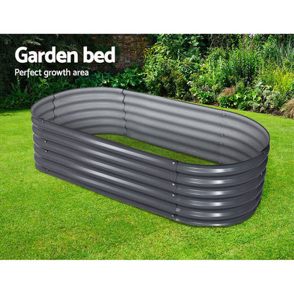 Greenfingers Garden Bed 160X80X42cm Oval Planter Box Raised Container Galvanised -Home Living Store - -