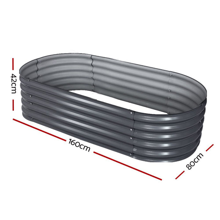 Greenfingers Garden Bed 160X80X42cm Oval Planter Box Raised Container Galvanised -Home Living Store - -