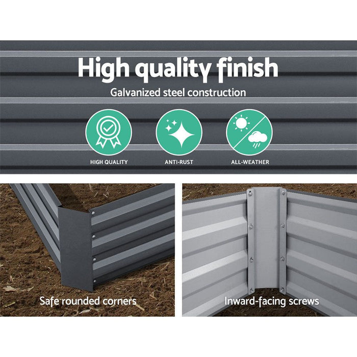 Greenfingers Garden Bed 180x90cm Planter Box Raised Container Galvanised Steel -Home Living Store - -