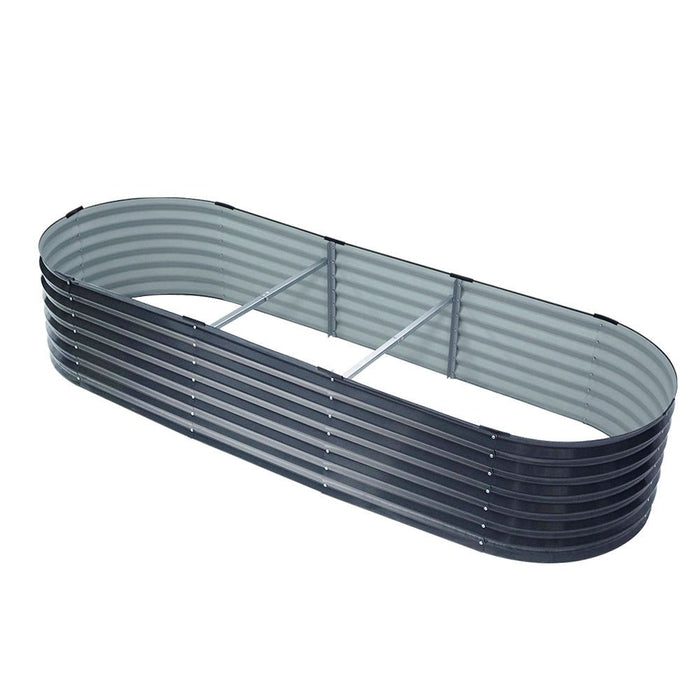 Greenfingers Garden Bed 240X80X42cm Oval Planter Box Raised Container Galvanised -Home Living Store - -