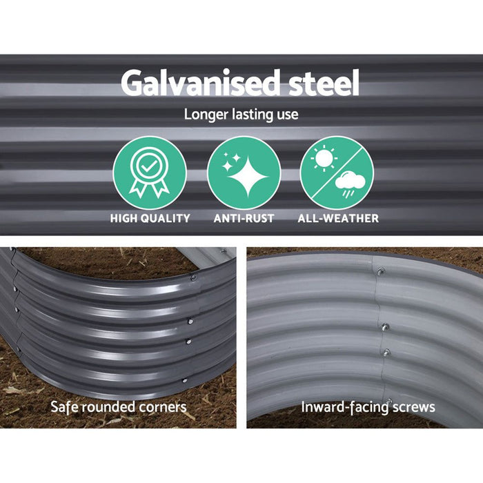 Greenfingers Garden Bed 240X80X42cm Oval Planter Box Raised Container Galvanised -Home Living Store - -