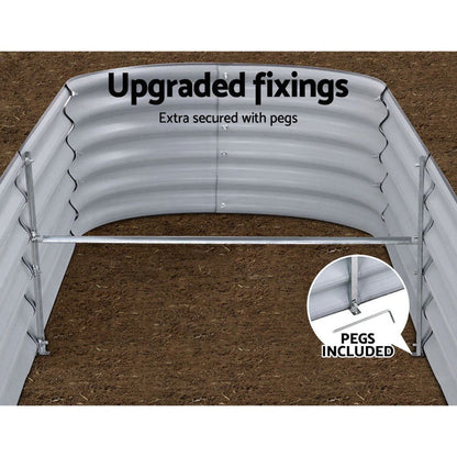 Greenfingers Garden Bed 240X80X42cm Oval Planter Box Raised Container Galvanised -Home Living Store - -