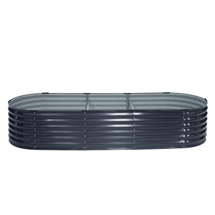 Greenfingers Garden Bed 240X80X42cm Oval Planter Box Raised Container Galvanised -Home Living Store - -