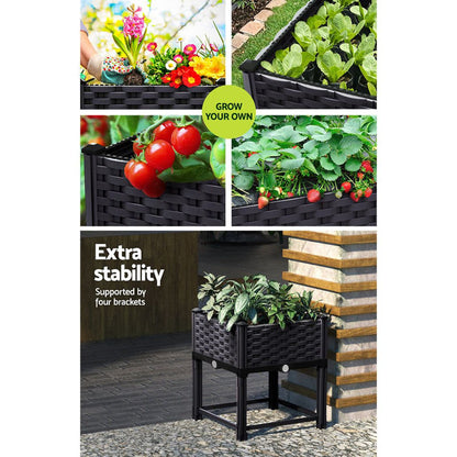 Greenfingers Garden Bed 40x40x23cm PP Planter Box Raised Container Growing Herb -Home Living Store - -