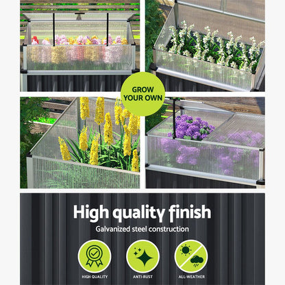 Greenfingers Garden Bed 80x49x74cm Greenhouse Planter Box Raised Galvanised Herb -Home Living Store - -
