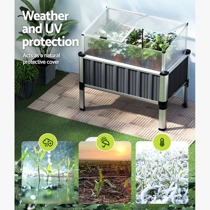 Greenfingers Garden Bed 80x49x74cm Greenhouse Planter Box Raised Galvanised Herb -Home Living Store - -