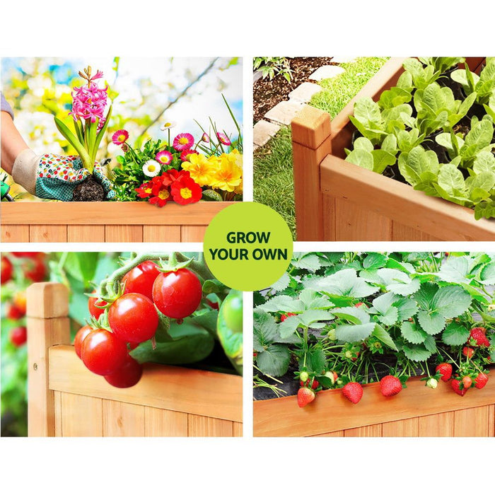 Greenfingers Garden Bed 90x30x33cm Wooden Planter Box Raised Container Growing -Home Living Store - -