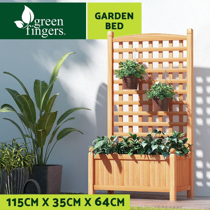Greenfingers Garden Bed Wooden 64x35x115cm Planter Raised Box Container Trellis -Home Living Store - -
