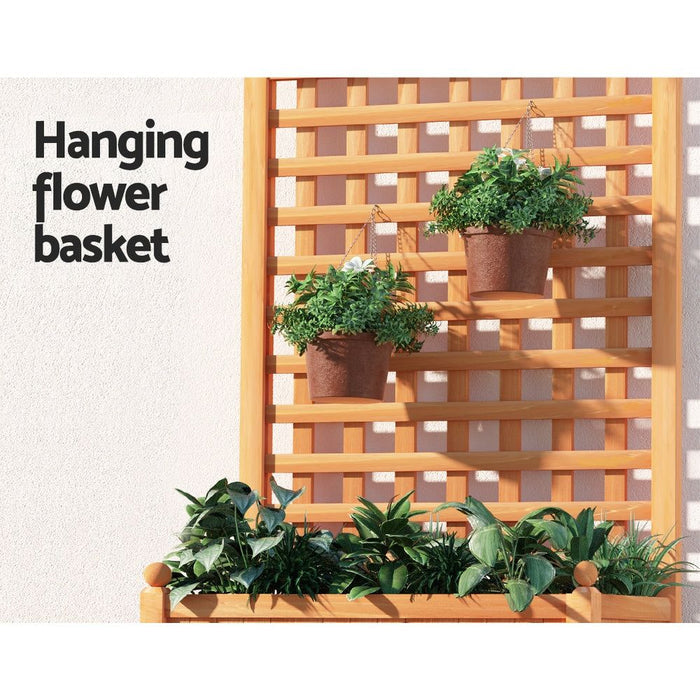 Greenfingers Garden Bed Wooden 64x35x115cm Planter Raised Box Container Trellis -Home Living Store - -