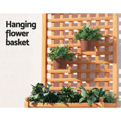 Greenfingers Garden Bed Wooden 64x35x115cm Planter Raised Box Container Trellis -Home Living Store - -