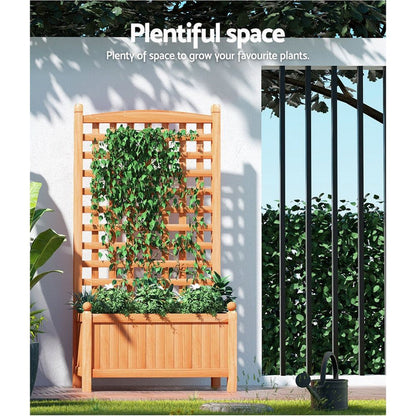 Greenfingers Garden Bed Wooden 64x35x115cm Planter Raised Box Container Trellis -Home Living Store - -
