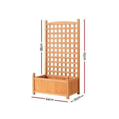 Greenfingers Garden Bed Wooden 64x35x115cm Planter Raised Box Container Trellis -Home Living Store - -
