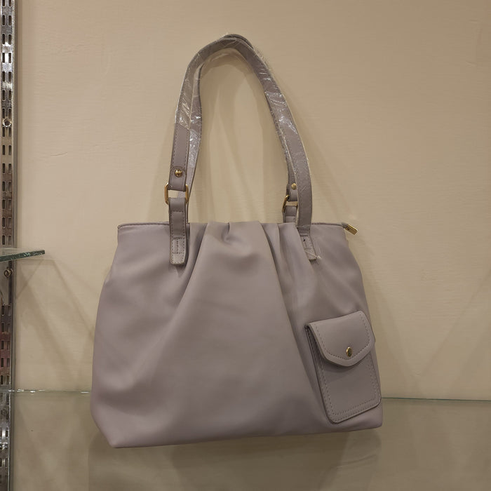 Grey Soft Leather Handbag - Maha fashions -  Handbags & Wallets