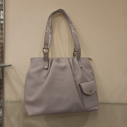 Grey Soft Leather Handbag - Maha fashions -  Handbags & Wallets