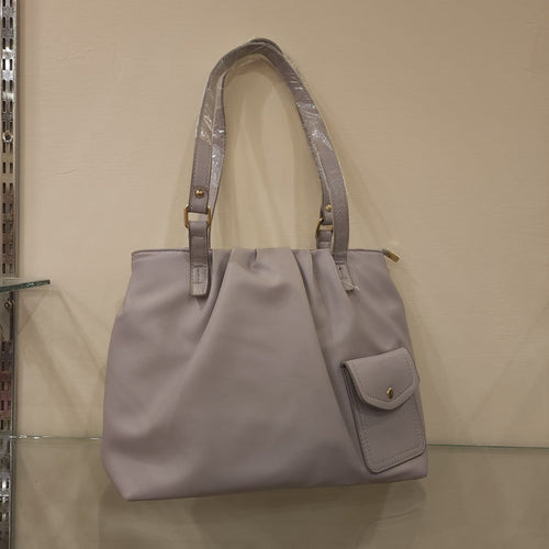 Grey Soft Leather Handbag - Maha fashions -  Handbags & Wallets