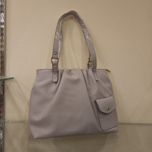 Grey Soft Leather Handbag - Maha fashions -  Handbags & Wallets