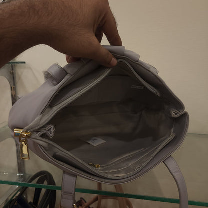 Grey Soft Leather Handbag - Maha fashions -  Handbags & Wallets