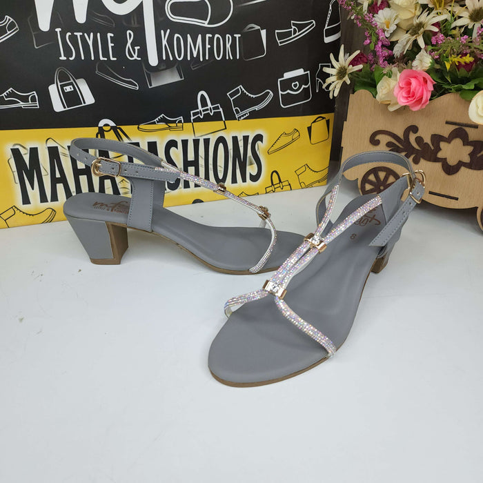 Grey Studs Sandals - Maha fashions -  Women Footwear