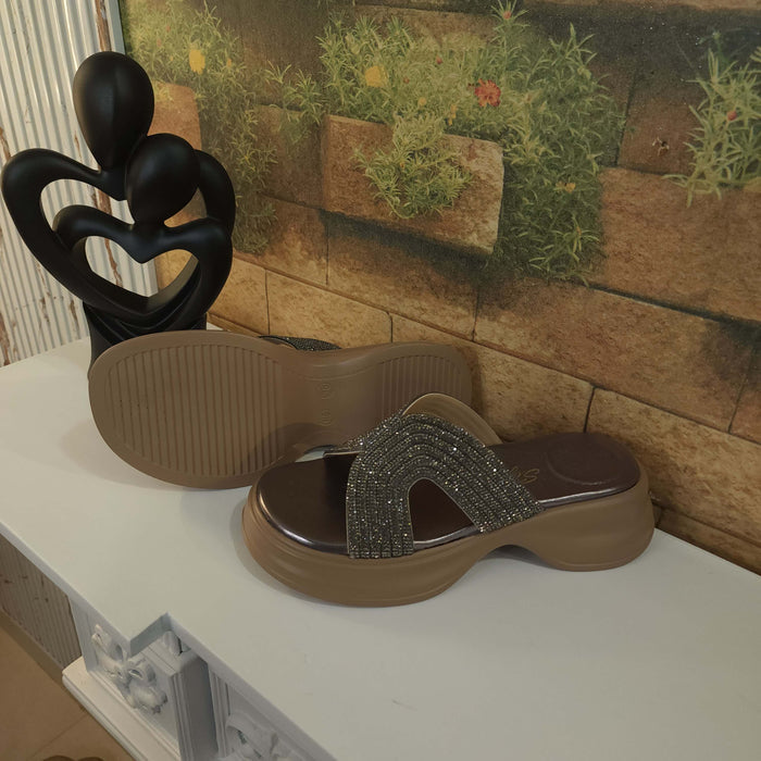 Grey Studs Slippers - Maha fashions -  Women Footwear