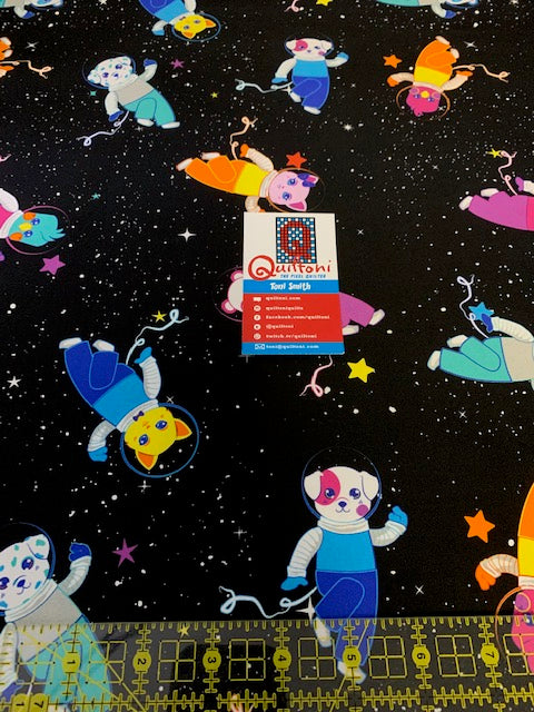 Group in Spaaace (12"x12" size) fabric from Animals in Spaaace Collection 60 inches WIDE!