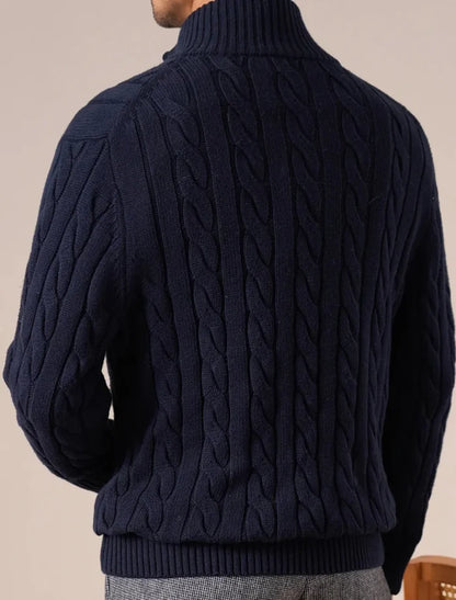 Half-zip long-staple cotton sweater - AntoniosClothing - Flower gray