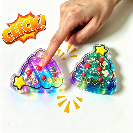 Handmade Christmas Tree Ghost Glow-in-the-Dark Fidget Clicker Toy Resin Mold【First-of-Its-Kind & Exclusive】