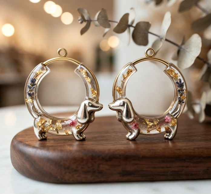 Handmade Cute Dachshund Earrings Jewelry Resin Mold