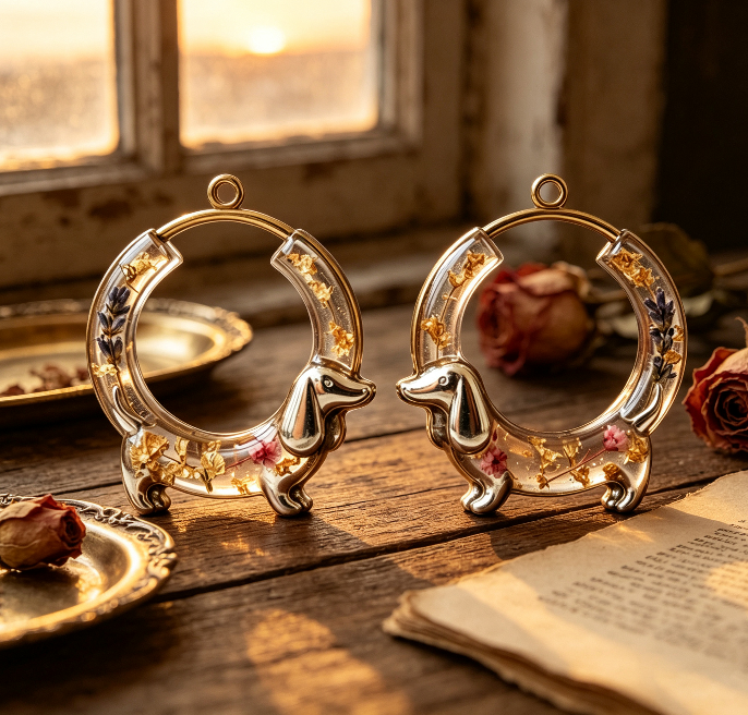 Handmade Cute Dachshund Earrings Jewelry Resin Mold