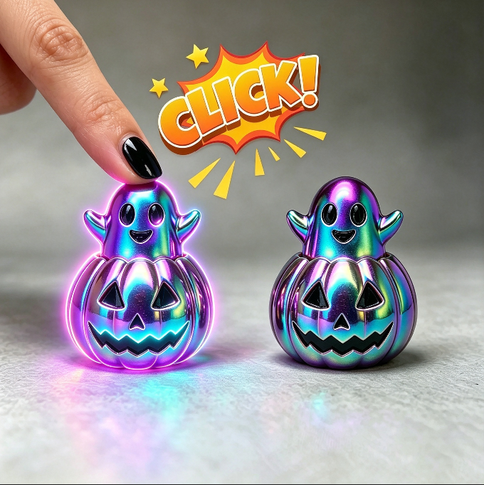 Handmade Cute Pumpkin Ghost Glow-in-the-Dark Fidget Clicker Toy Resin Mold【First-of-Its-Kind & Exclusive】