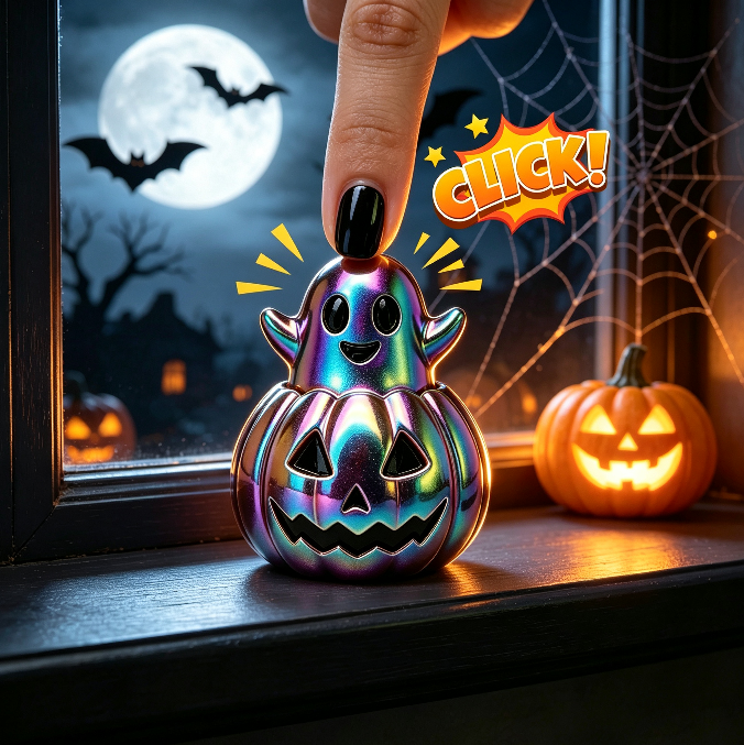 Handmade Cute Pumpkin Ghost Glow-in-the-Dark Fidget Clicker Toy Resin Mold【First-of-Its-Kind & Exclusive】