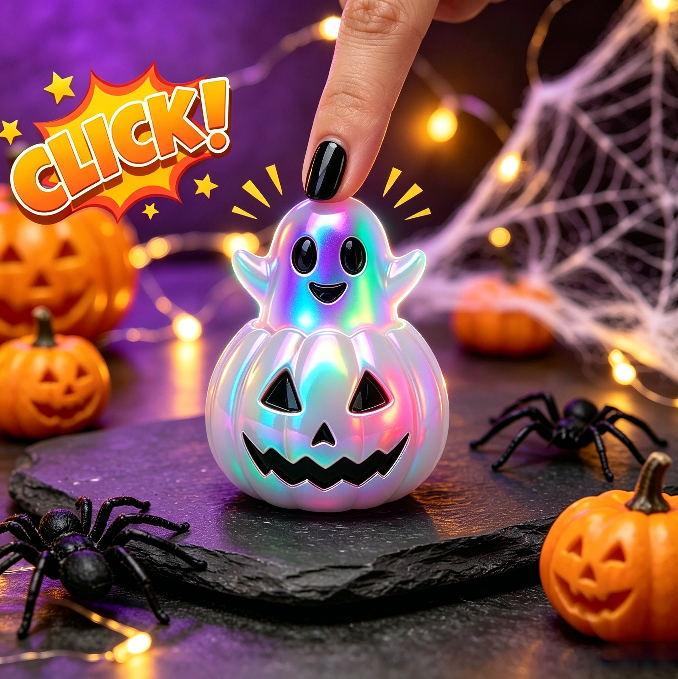 Handmade Cute Pumpkin Ghost Glow-in-the-Dark Fidget Clicker Toy Resin Mold【First-of-Its-Kind & Exclusive】