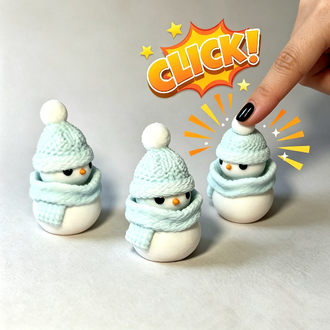 Handmade Cute Snowman  Fidget Clicker Toy Resin Mold【First-of-Its-Kind & Exclusive】