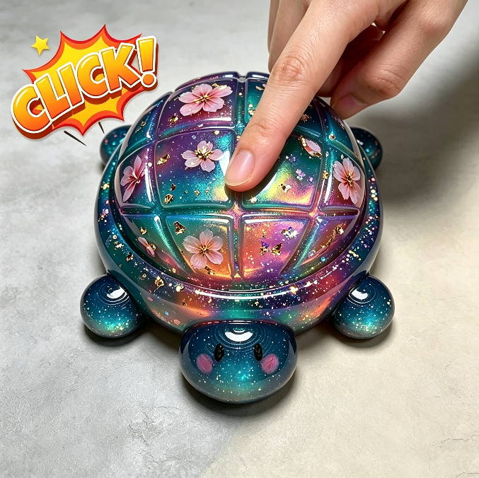 Handmade Cute Turtle Fidget Clicker Resin Mold【1 Base & 2 Turtle-Shaped Lids】