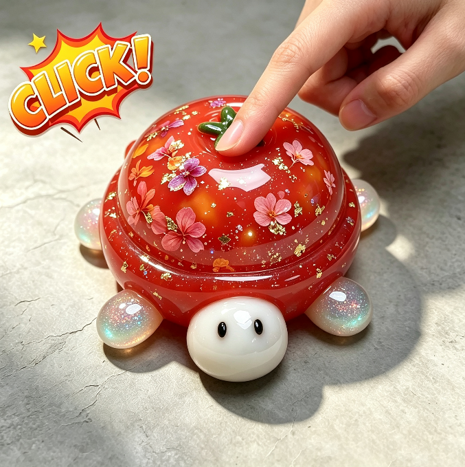 Handmade Cute Turtle Fidget Clicker Resin Mold【1 Base & 2 Turtle-Shaped Lids】