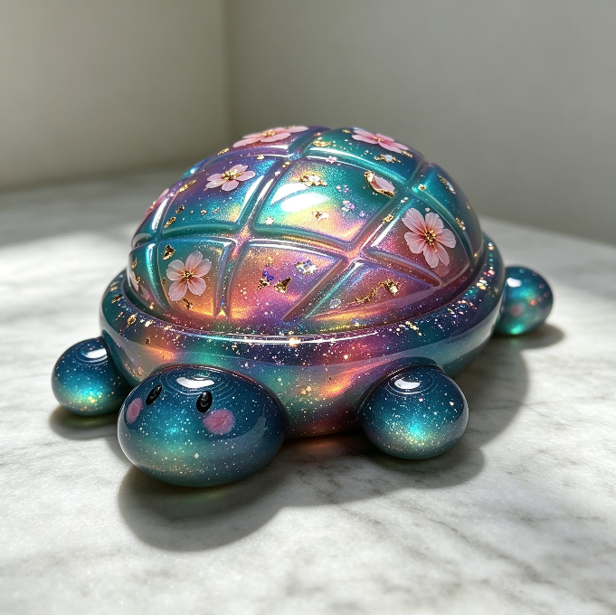Handmade Cute Turtle Fidget Clicker Resin Mold【1 Base & 2 Turtle-Shaped Lids】