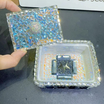 Handmade Diamond Handled Rectangular Storage Box Resin Mold